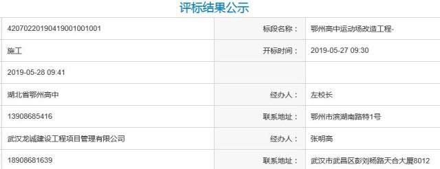 鄂州高中运动场改造工程项目被指涉嫌围标